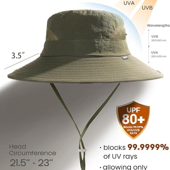 Womens Sun Hat with Ponytail Hole Beach Hiking Summer Wide Brim - Picture 6 of 6